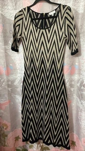 ALLISON BRITTNEY Strickpullover Fischgrätmuster Kurzarm U-Ausschnitt Gr. M Kleid - Bild 1 von 12