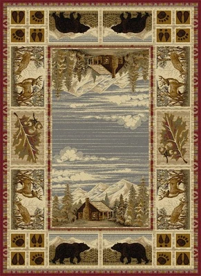 5x7 Red Lodge Forest Paws Bears Nature Print Area Rug 6700 - Aprx 5' 3" x 7' 3" - Image 1 of 2
