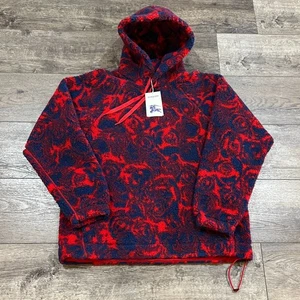 NWT! Burberry Abstract Rose Fleece Hoodie Blue Red Heavy Duty Medium MSRP $1350! - Picture 1 of 11