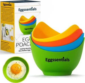 - Poached Egg Cups - Pack of 4 - BPA Free Silicone Egg Poacher Cups - Nonstick P - Picture 1 of 12