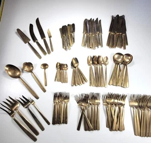Vintage Thailand Bronzeware Besteck Set 141 Teile mit Monogramm 12* Gedeck - Bild 1 von 17