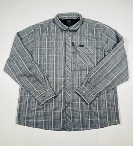 ATG Wrangler Shirt Mens 2XL Gray Plaid Regular Fit Zip Chest Pocket Roll Tab - Picture 1 of 7