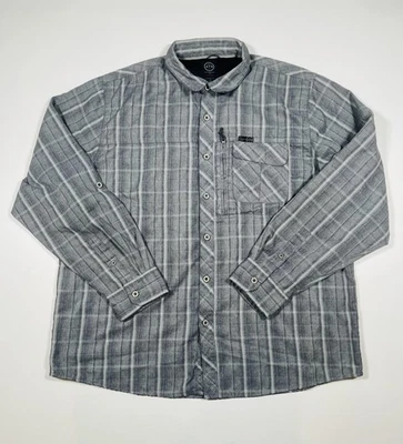 ATG Wrangler Shirt Mens 2XL Gray Plaid Regular Fit Zip Chest Pocket Roll Tab - Image 1 of 4