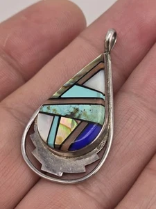 T. Yazzie Vintage Indianer Sterlingsilber mehrere Steine ANHÄNGER  - Bild 1 von 8