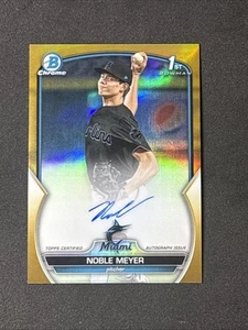 2023 Bowman Chrome 1st Noble Meyer /50 Gold Refractor Auto #BDC-NME Marlins - Picture 1 of 2
