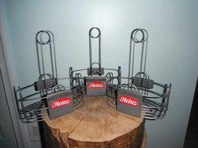 Retro Heinz Ketchup- Mustard Condiment Metal Wire Caddy Dbl. Logo Lot (3) - Image 1 of 4