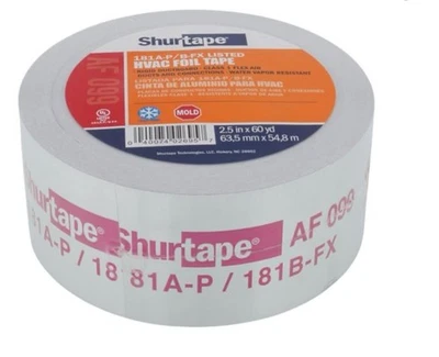 POLYKEN Shurtape AF 099 UL 181A-P/B-FX Listed/Printed Aluminum Foil Tape 2.5inx55m