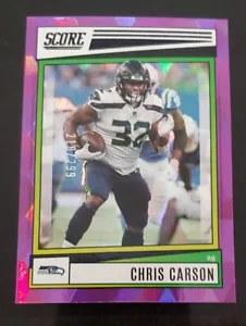 π2021 Panini Score Football card Chris Carson 175 Purple Cubic Parallel /299 MT - Picture 1 of 3