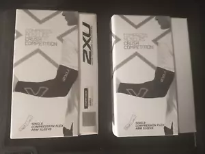 50% off! Pair of NEW, 2XU Compression Arm Sleeves/warmers, Black/Grey, size XL - Picture 1 of 3