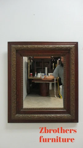 Antique Oak Gold Gilt Regency Carved Hanging Wall Mirror A Cover