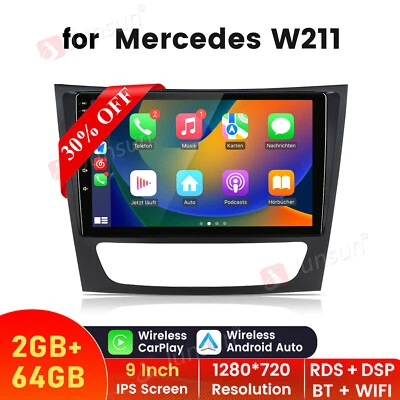 Radio estéreo para automóvil Carplay 2+64 GB para Mercedes Benz W211 E320 E350 E500 Android 13 Foto 1 de 4