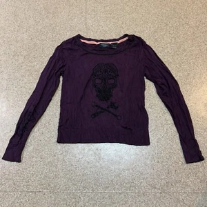 Harley Davidson Purple Sweater Women’s Large Skull Black Label - Picture 1 of 9