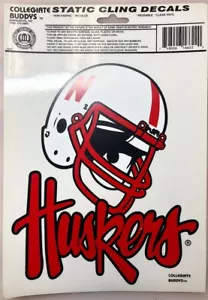 Nebraska Cornhuskers FOOTBALL HELMET with HUSKERS Vinyl Static Cling Decal 9" - Picture 1 of 1