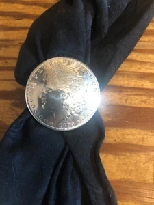Scarf Slide / Wild Rag Slide: Real Coin Silver Dollar, 1891 - Picture 1 of 2