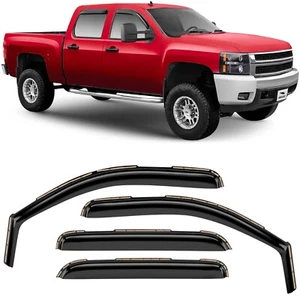 Sun Rain Visors Wind Rain Guards for 2007-2013 Chevy Silverado Crew Cab - Picture 1 of 9