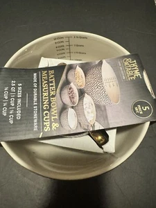 Thyme & Table 5-Piece Ceramic Batter Bowl Measuring Cups Set Mix Match Pattern - Picture 1 of 11