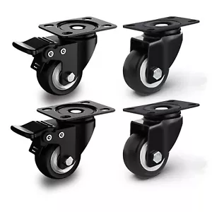 4 X Heavy Duty 50mm Swivel Castor Wheels Trolley Furniture Casters PU 200kg - Picture 1 of 19