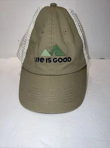 LIFE IS GOOD mountains snapback cap hat green / khaki Mesh Back - Picture 1 of 7