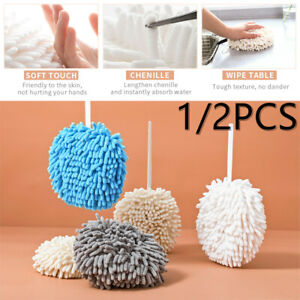 1/2PCS Hanging Hand Towel Soft Plush Quick-Drying Towel Ball Kitchen Bathroom