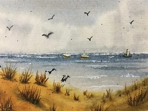 ACEO Original Pintura Paisaje Marino Paisaje Arte Tarjeta Acrílico Color Mini Fino - Imagen 1 de 4