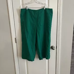 Talbots 100% Linen Wide Legs Women’s Pants Sz 20 Green - Picture 1 of 4