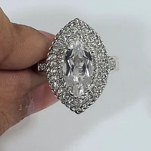 QVC Sterling Crystal Quartz & White Topaz Ring Size 7 $306 - Picture 1 of 5