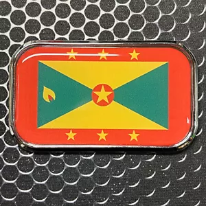 Grenada Flag Domed CHROME Emblem Proud Flag Car Sticker 3D 3"x 1.8" - Foto 1 di 5