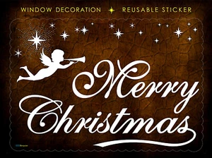 CHRISTMAS ANGEL STARS HOME WINDOW DECORATION TRANSPARENT REUSABLE STICKER GIFT - Picture 1 of 2