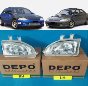 Honda Civic EG6 EG9 Headlight Headlamp Head Light Lamp 1 Pair LH RH Expedite - Foto 1 di 2