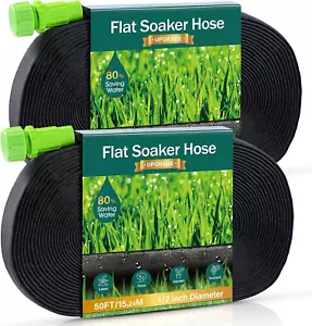 100Ft Flat Soaker Hose - Heavy Duty Double Layer Garden Sprinkler Hose - Picture 1 of 12