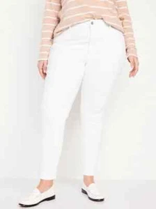 Old Navy OG Straight Ankle Jeans Womens 18 Tall White High Rise Stretch NEW - Picture 1 of 11