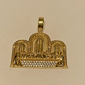 Last Supper Pendant, 14K Yellow Gold With Cubic Zirconium, 7 Grams, 1.25 X 1 3/8 - Picture 1 of 6