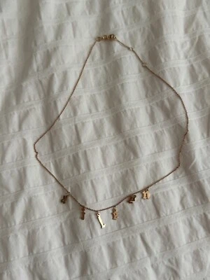 Aileen Placa de Identificación Collar Sólido Oro Rosa 14k Foto 1 de 3