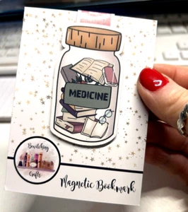 Books Are Medicine Magnetic Bookmark Book Lover Bookish Reader Gift Funny - Picture 1 of 1