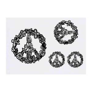 4 x 'Floral Peace Symbol' Temporary Tattoos (TO00000817) - Picture 1 of 2