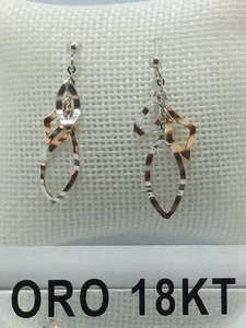 Orecchini in oro bianco 750 18 carati più oro rosa forma tre ovali gr. 2,5 +235 - Bild 1 von 5
