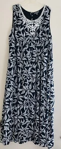 JESSICA LONDON MAXIKLEID VERZIERTER AUSSCHNITT BLAU & WEISS GEBLÜMT 26 W NEU OHNE ETIKETT - Bild 1 von 5