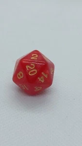 Basic D20 Die For RPGs D&D Red Gold Swirl - Picture 1 of 7
