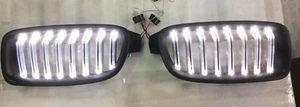 MATT BLACK FRONT KIDNEY GRILLE WITH WHITE LED BMW F30 F31 F35 3 SERIES 2012-ON - Imagen 1 de 12