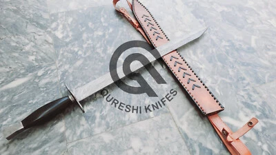 Espada de batalla vikinga hecha a mano de acero damasco mejor espada Medieva con cala de cuero Foto 1 de 3