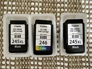 3 Canon Empty Ink Cartridges Virgin 245XL Black 246 Color Original Canon Brand - Afbeelding 1 van 1