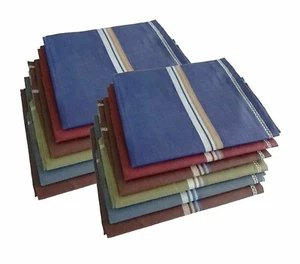 Hermoso conjunto de 12 pañuelos de algodón a rayas Hankie multicolor oficina Rumaal - Imagen 1 de 5