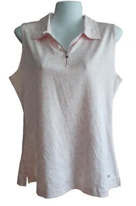 Dockers Women's Light Peachy Pink Floral Sleeveless Zip Front Top Size Large - Bild 1 von 10