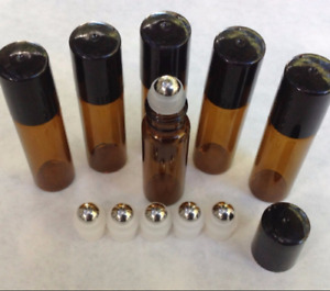 1-10pcs Glass Roller Ball Bottle Cap Cosmetic Perfume Essential Oil Blend 5/10ml