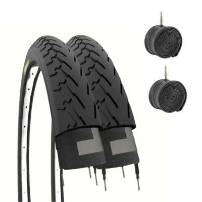 2 COPERTONI 700 X 32 C (32-622) + CAMERE PNEUMATICI NERI STRADALI BICI TREKKING  - Imagen 1 de 4