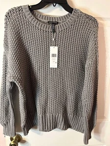 Eileen Fisher Open Stitch Moon Crew Neck Sweater Gray Sz Small New Retails $348 - Picture 1 of 6