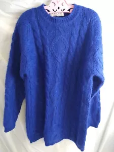 Karen Scott Mohair Wool Blend Cable Sweater Womens M Blue Chunky Vintage 80s - Picture 1 of 9