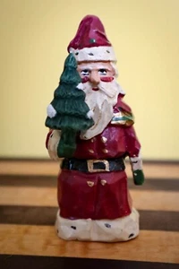 Primitive Carved Folk Art Santa Claus Figurine St. Nick Father Christmas 3 3/4" - Picture 1 of 6