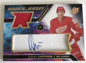 NHL Card,Gustav Lindstrom,Rookie Jersey Autograph Gold 38/49,SPx 2020-21,Detroit