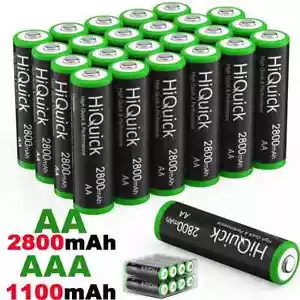 HiQuick 1.2V AAA AA Rechargeable Batteries 1100/2800mAh Ni-MH AAA AA Battery lot - Picture 1 of 34